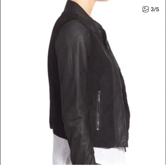 PAIGE Silvie Black Leather and Suede Jacket - Picture 4 of 8